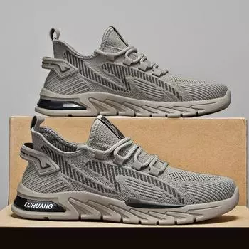 2025 Spring New Fashion Versatile Casual Mesh Flying Weaving Men s Shoes Breathable Trend Soft Sole Lightweight Sports Trend Shoes 39 хаки
