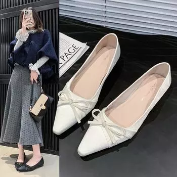 2025 spring new French Xiaoxiangfeng high-end niche commuting versatile low-heeled single shoes 35