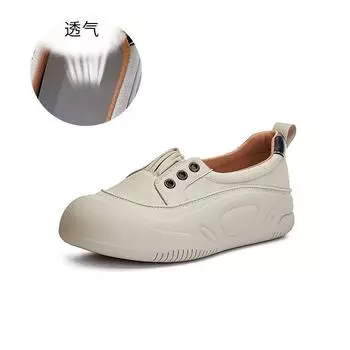 2025 Spring New Genuine Leather White Shoes Versatile Fashion Academy Style Casual Shoes One Step Shallow Mouth Women s Shoes 35