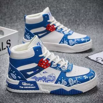 2025 spring new high-top men s shoes Korean version of casual shoes fashion trend sports board shoes versatile men s shoes 39