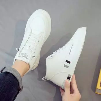 2025 spring new high-top white tide shoes viral trends men s shoes versatile casual sports board shoes canvas white shoes 39