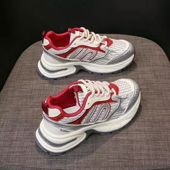 2025 spring new Korean version breathable dad shoes women ins student casual shoes women s platform running shoes women HB202 35