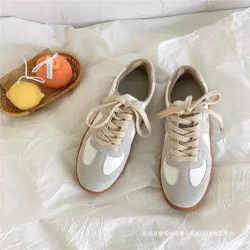2025 spring new Korean version of German training shoes flat white shoes ins Internet celebrity retro style casual sports board shoes women 35