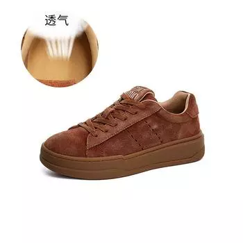 2025 Spring New Leather Retro Thick Soled Fashion White Shoes for Women, Casual Single Shoes, Versatile Sports Board Shoes 35
