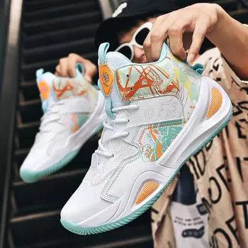 2025 spring new mandarin duck basketball shoes men s leather breathable high-top sports shoes women s non-slip student training shoes 35