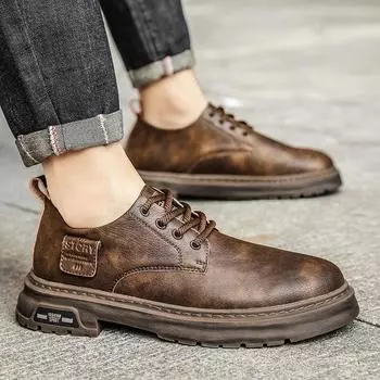 2025 Spring New Martin Boots Men s Boots Durable, British Tooling Low-Top Military Boots, Men s Low-Top Martin Boots 39 чёрный