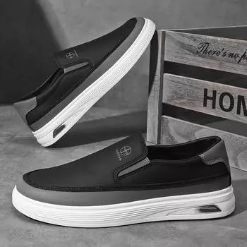 2025 Spring New Men s Casual Leather Shoes Lazy Sleeve Doudou Shoes Little White Shoes Driving Large Size 4748 39