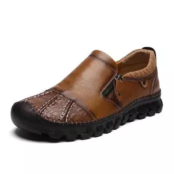 2025 Spring New Men s Casual Shoes Breathable Versatile British Leather Shoes Wear-resistant Outdoor Men s Shoes Foreign Trade Shoes 39 чёрный