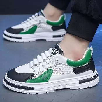2025 spring new men s shoes breathable mesh board shoes men s Korean version shoes men s mesh shoes platform fashion casual shoes 39