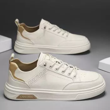 2025 spring new men s shoes breathable versatile board shoes student sports and leisure one pedal trend lightweight white shoes 39