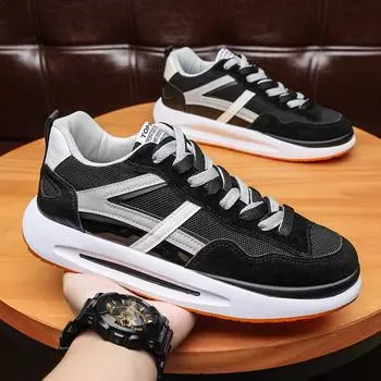 2025 spring new men s shoes breathable trendy shoes men s casual sports style single shoes net shoes Korean version trendy dad shoes 39