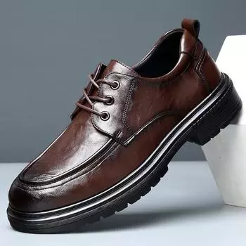2025 spring new men s shoes high-end cowhide business casual comfortable soft sole breathable thick sole formal men s leather shoes 38