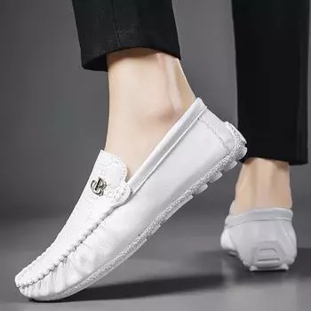 2025 spring new men s shoes microfiber Doudou shoes men s trend Korean version casual leather shoes men s foot cover soft sole one pedal 39