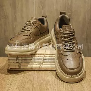 2025 spring new men s shoes trendy casual shoes retro tooling shoes men s versatile thick baseplate shoes low-top shoes 38 коричневый