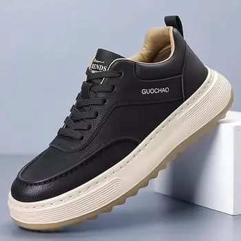 2025 spring new men s sports style casual leather shoes men s handmade online platform youth tide shoes versatile 5013 38 хаки