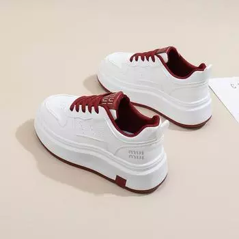 2025 spring new popular thick baseplate shoes trend niche sports shoes Korean ins versatile white shoes casual shoes. 35 белый