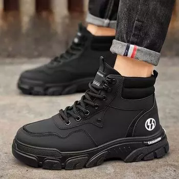 2025 spring new rhubarb boots men s tooling shoes high-top breathable thick-soled lace-up tooling versatile Martin boots 39 хаки