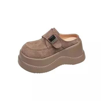 2025 spring new small muffin slippers women wear a pedal thick-soled retro bag head half slippers niche 34