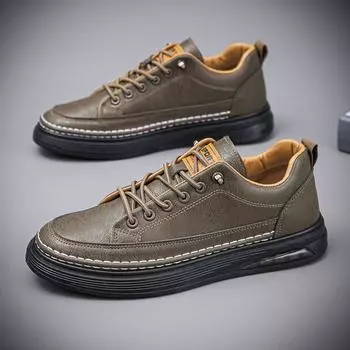 2025 spring new soft leather one-pedal tooling trend versatile soft sole comfortable and lightweight men s casual men s board shoes 39