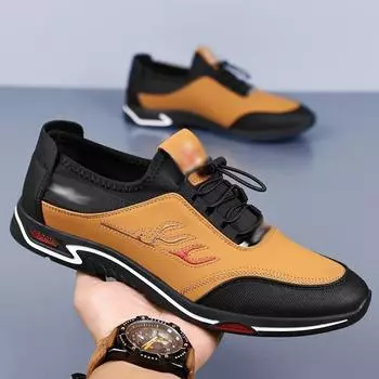 2025 spring new soft-soled men s shoes casual shoes leather shallow-mouth board shoes British low-top one-pedal dad shoes 39