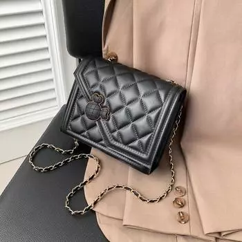 2025 Spring New Women s Bag Versatile Rhombus Chain Bag Versatile Solid Color Small Square Bag One Shoulder Crossbody Bag Textured Women белый