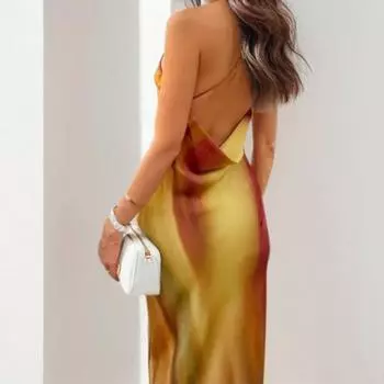 2025 spring new women s clothing fashion temperament elegant retro printing neck dress S