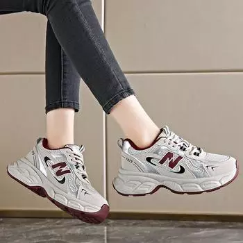 2025 spring new women s dad shoes Korean version of versatile sports shoes fashion casual trend mesh breathable women s shoes 35