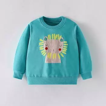 2025 spring pure Cotton cute cartoon print hoodie girl and boy pullover Kid Children s Clothing long Sleeve T-shirts for girls loose Tops sweatshirts 2Y