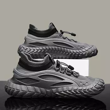 2025 spring retro men s shoes elastic casual shoes teen one-pedal mesh breathable men s dad shoes 39 серый