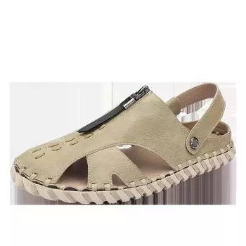 2025 spring sandals new men s beach shoes trendy men s soft-soled bag head breathable shoes men s semi-Shoes 39 чёрный