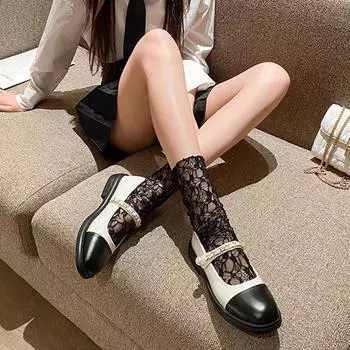 2025 Весна Лето Мэри Джейн Туфли Женские Плоские Модные Вечерние Брендовые Женские Милые Туфли Плоские Мягкие Большие Размеры 42 34 бежевый