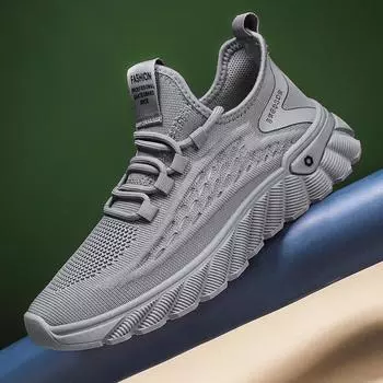 2025 spring summer new breathable single mesh lightweight men s shoes flying woven sneakers casual korean coconut shoes dad shoes men 39 серый