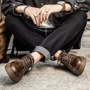 2025 spring trend tooling shoes retro casual men s small leather shoes British low-top little Martin boots 39