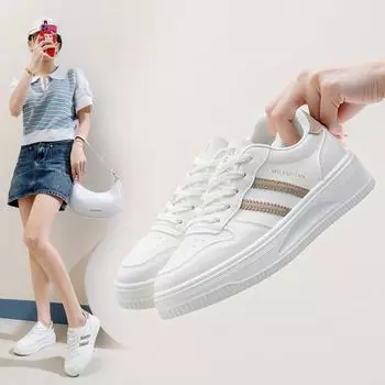 2025 Spring White Korean Style Platform Sneakers for Female Students - Casual Street Style 38