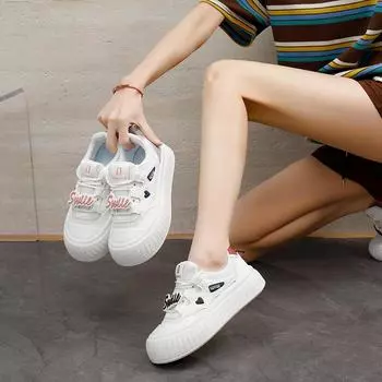 2025 spring white shoes new Korean version ins female students platform heightening sports board shoes casual street shot XT169 35