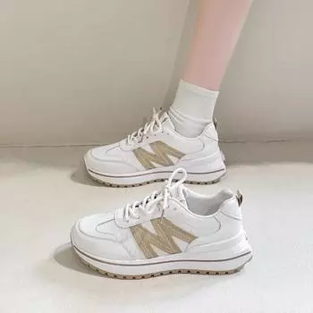 2025 spring white shoes women s new Korean version ins female students height increase platform sports board shoes casual shoes women s tide 35 чёрный