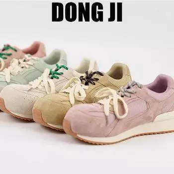 2025 spring women s shoes breathable mesh leather sports and leisure shoes medium heel platform Forrest Gump shoes lace-up dad single 35 розовый