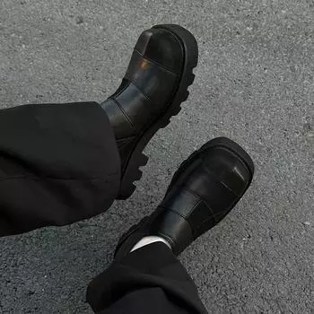 2025 Square Head Leather Men s Casual Driving Lazy People Pedal Platform British Commuter Small Leather Derby Shoes 39