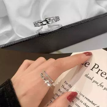 2025 Стильное регулируемое циркониевое витое полое кольцо для указательного пальца Twist Ring серебряный