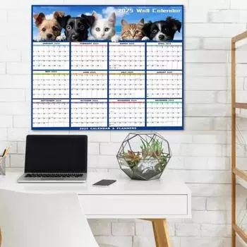 2025 Стираемый календарь Большой Влажный И Сухой Стираемый Ламинированный 12 Месяцев Ежегодный