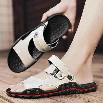 2025 Summer and Autumn Men s Casual Fashion Black Sandals Two Wearing Slippers Large Size Single Shoes One Shoes 38 чёрный