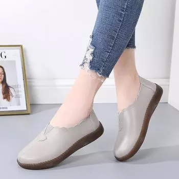 2025 summer and autumn one-pedal women s shoes work shoes soft-soled mother shoes lazy flat-soled single shoes shallow casual shoes 35 белый