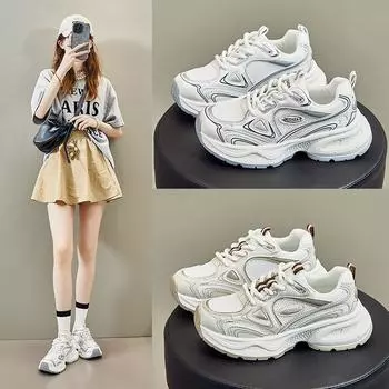 2025 summer breathable and non-smelly feet dad shoes women s mesh soft-soled sports shoes new versatile platform women s shoes 35