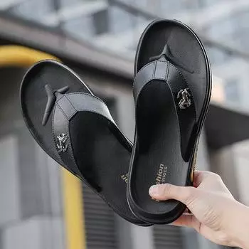 2025 summer casual fashion slippers men s tide wear casual men s one-word drag Korean version of non-slip sandals men s tide 39