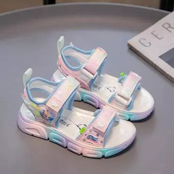 2025 Summer Children Sandals Baby Girls Toddler Soft Non-Slip Shoes Baby Cute Pearl Princess Dance Kids 26 синий