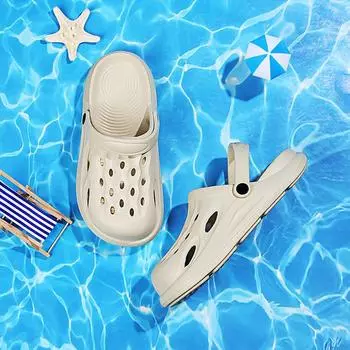 2025 Summer Childrens Slippers Baby New Cute Soft Sole Sandals Indoor Soft Anti-Slip Girl Sandals Hole Shoes Kids Beach Shoes 2324 бежевый