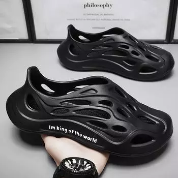 2025 summer coconut hole shoes bag head sandals men s beach shoes casual foreign trade eva garden shoes men s tide 40 чёрный