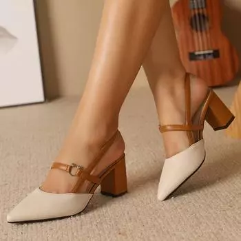 2025 Summer Elegant Thick High Heel Shoes with Baotou Solid Color Women s Shoes Women s Sandals Zapatillas Mujer sandal 34