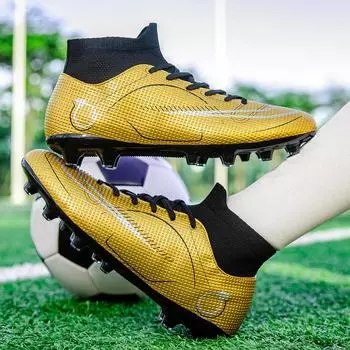 2025 summer European Cup new high-top football shoes youth adult AG long nails TF broken nails training football shoes 35 белый