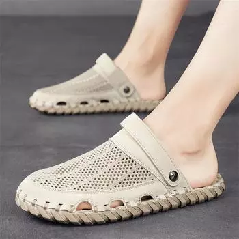 2025 Summer Foot Slippers Men s Fashion Versatile Beach Shoes Men s Casual Trend Sandals Mesh Shoes 39 жёлтый